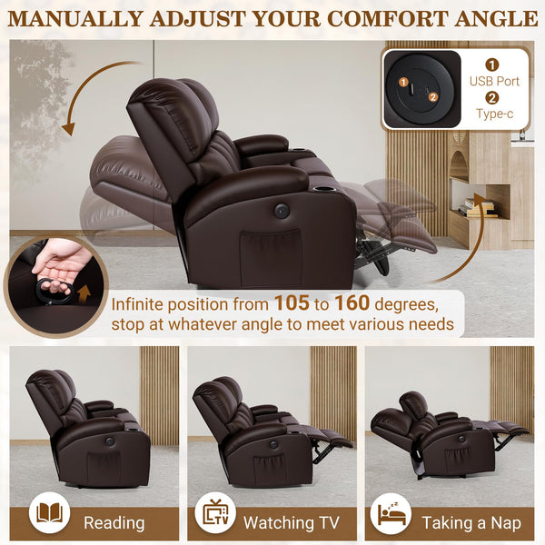 2-Seater Massage Recliner Loveseat with Heat & USB