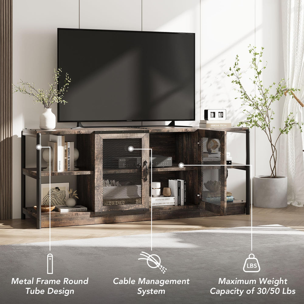 65-75 Inch Farmhouse TV Stand with Storage Cabinet