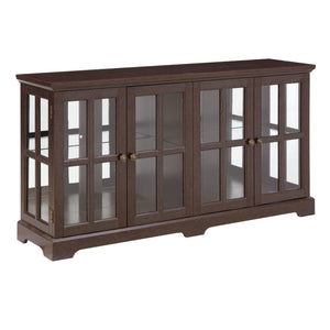 4-Door LED Glass Curio Cabinet with Adjustable Shelves