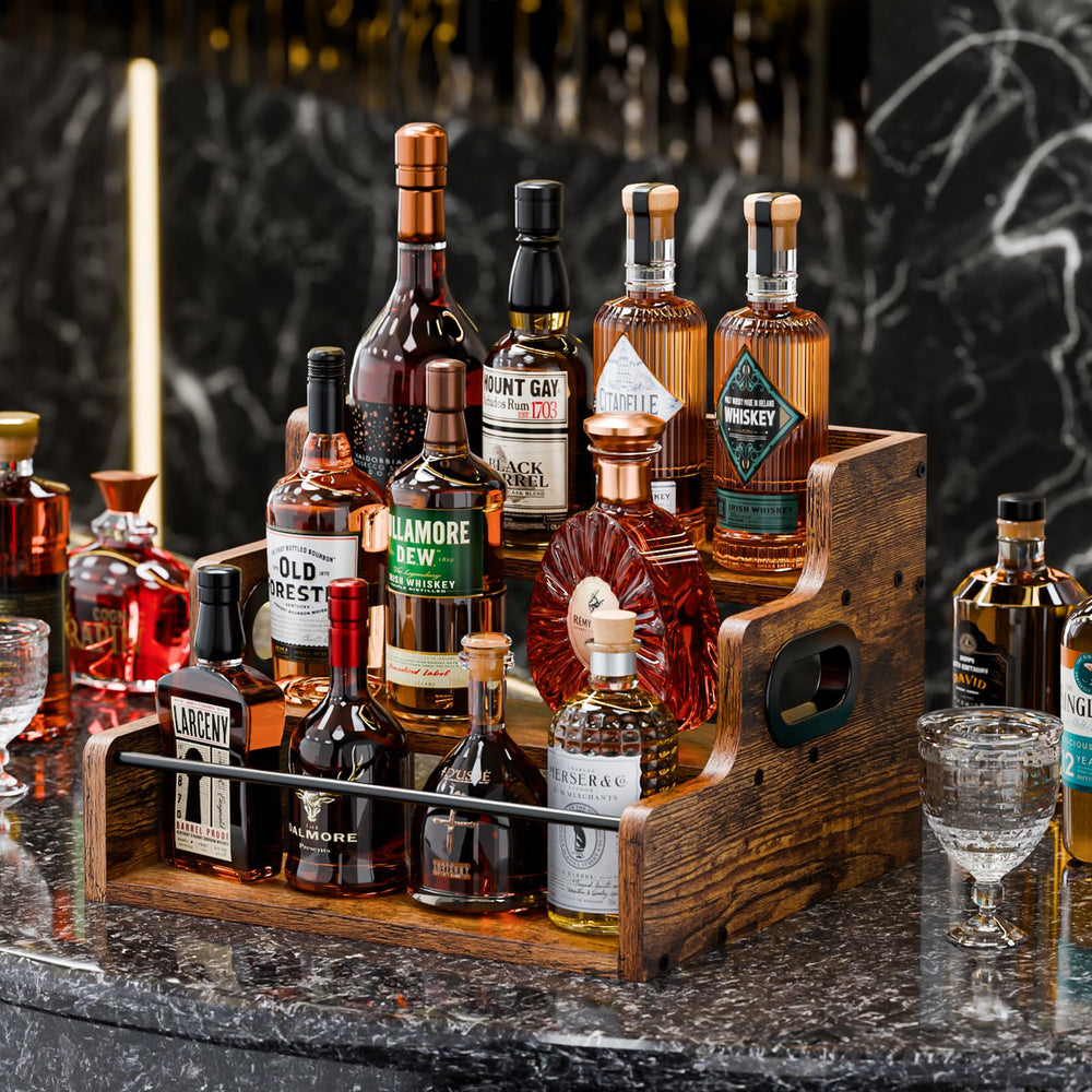 3-Tier Countertop Liquor & Wine Display Shelf
