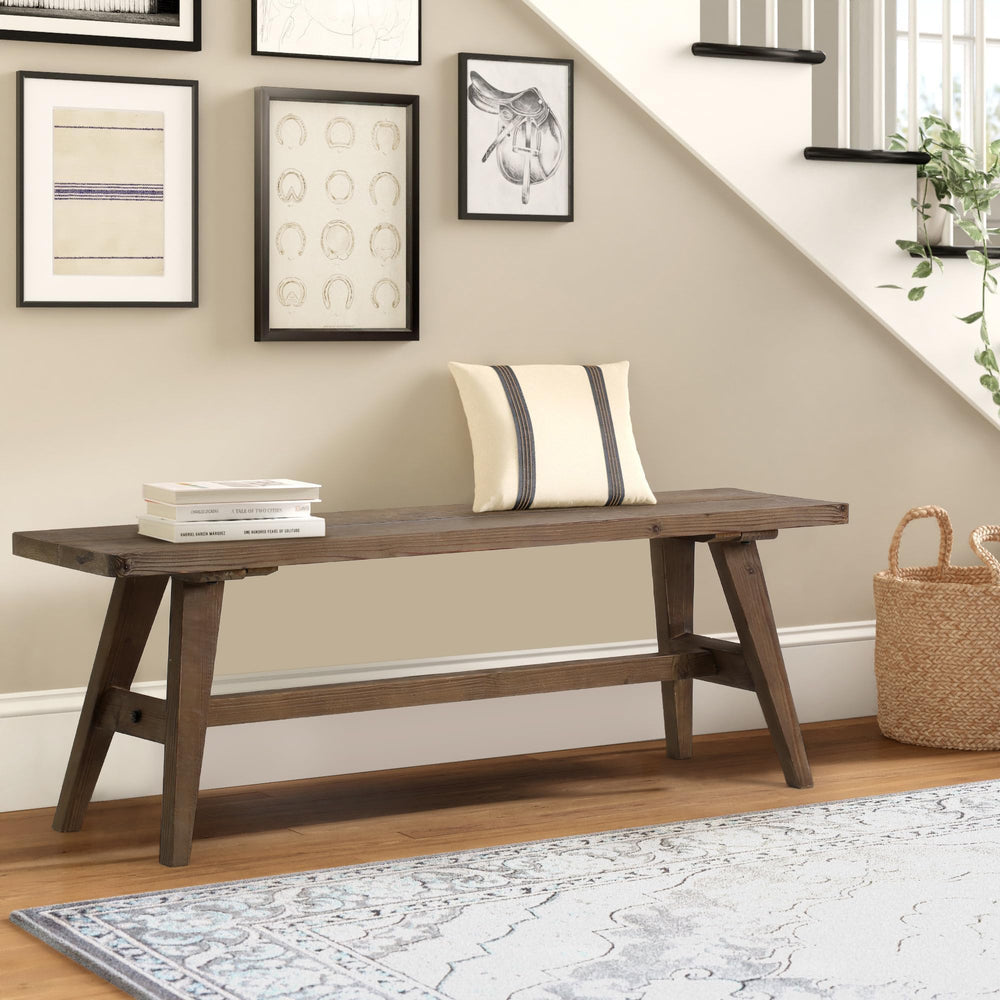 Farmhouse Wood Bench – Solid Wood Entryway & Dining Bench