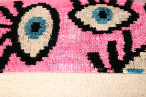 Pink Evil Eye Velvet Throw Pillow 16" x 24"