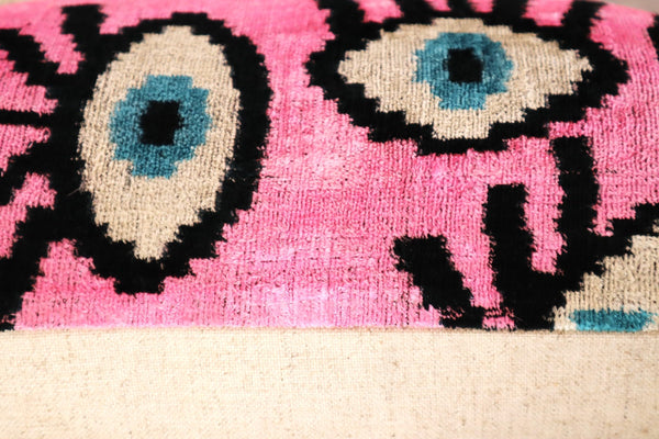 Pink Evil Eye Velvet Throw Pillow 16" x 24"