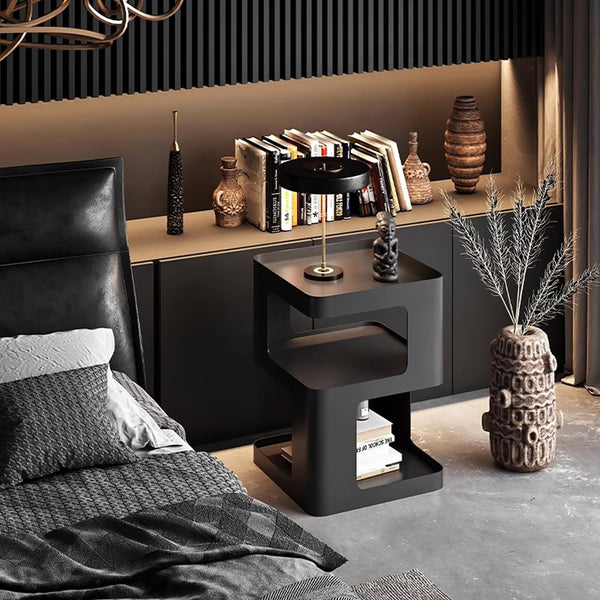 Metal Side Table with Storage – 3-Tier End Table
