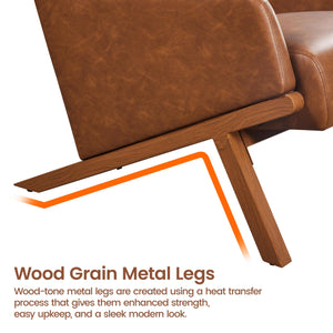 High Back PU Leather Accent Chair – Brown