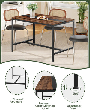 Rectangle Dining Table for 6 – Rustic Brown & Black