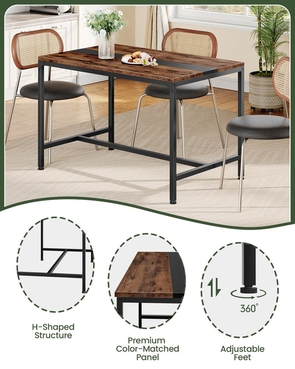 Rectangle Dining Table for 6 – Rustic Brown & Black