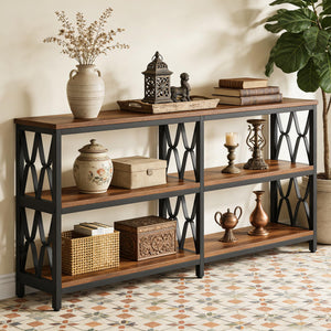 71" 3-Tier Console Sofa Table with Storage Shelves