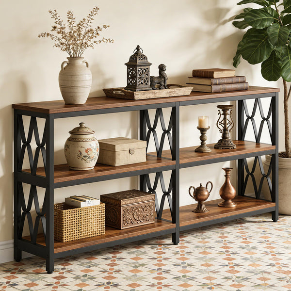 71" 3-Tier Console Sofa Table with Storage Shelves