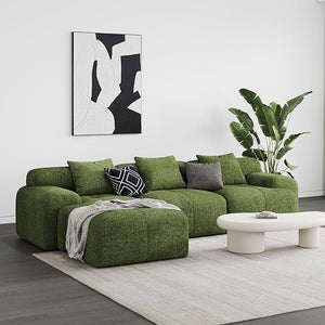 L-Shaped Modular Sectional Sofa with Ottoman