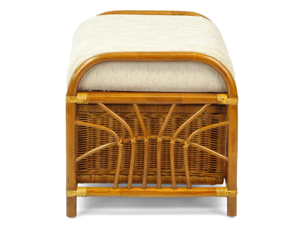 Rattan Wicker Ottoman with Basket and Cushion