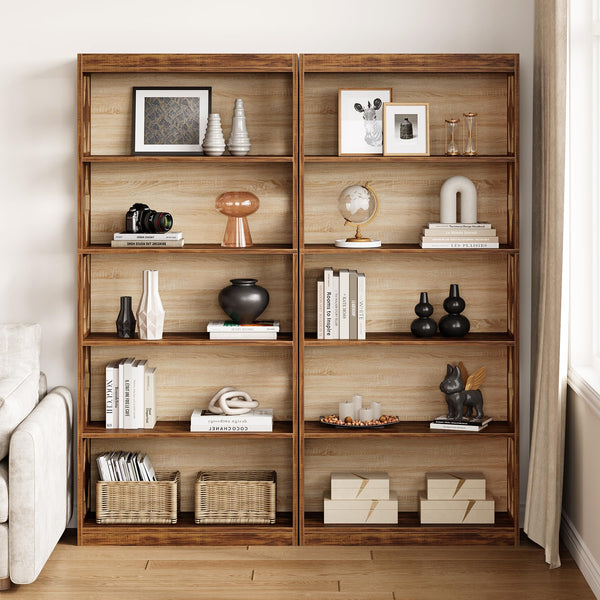 5-Tier Vintage Bookshelf 69.9" Freestanding Bookcase