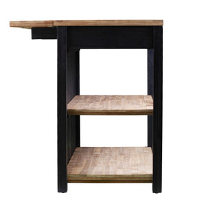 Expandable Freestanding Kitchen Island – Black & Natural