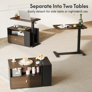 Height Adjustable Mobile Standing Desk with Storage