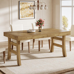 63-Inch Rectangular Dining Table for 4–6 People — Light Brown