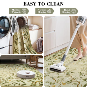 5x7 Washable Area Rug – Floral Botanical Soft Non-Slip