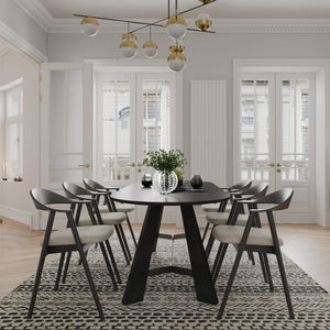 Oval Dining Table for 6-8 People with Tapered Legs