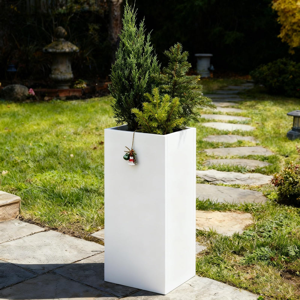 Tall Metal Outdoor Planter Box with Removable Shelf