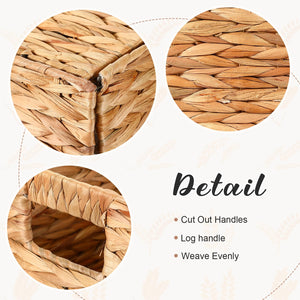 Water Hyacinth Wicker Storage Baskets with Handles – Set of 4