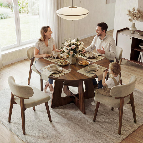 Round Dining Table 47 Inch with Under-Table Storage