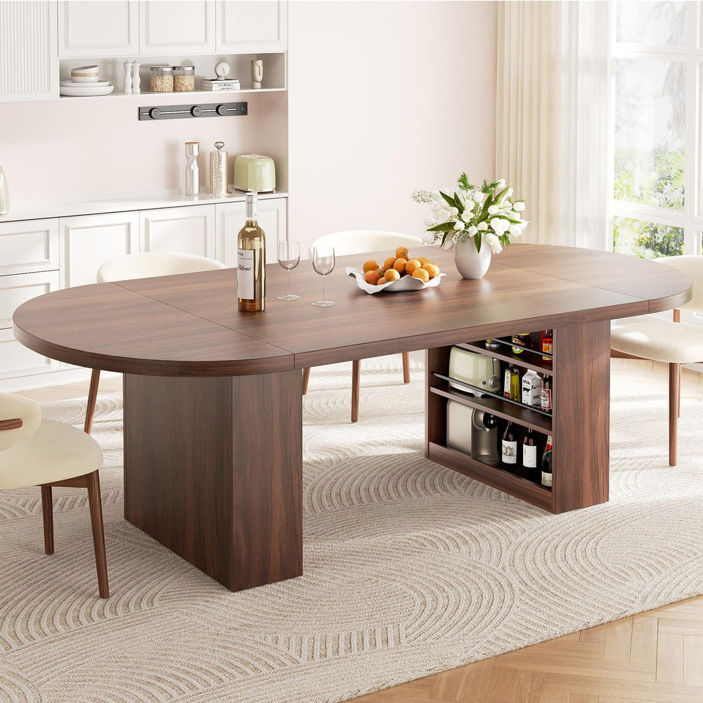 Oval Dining Table with Storage Shelves — Seats 6 to 10