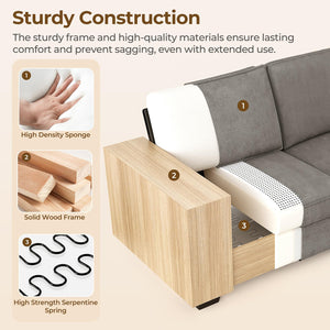 L-Shaped Sectional Sleeper Sofa with Chaise & 110L Storage