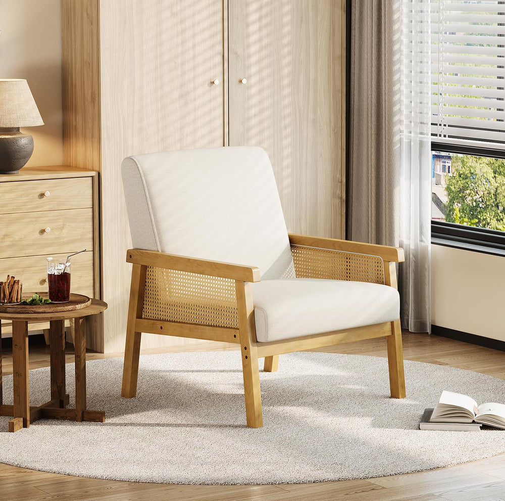 Rattan Accent Armchair with High Back