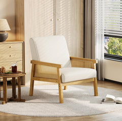 Rattan Accent Armchair with High Back