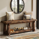 Solid Wood Entryway Bench with Shoe Storage Shelf