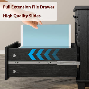 Farmhouse Executive Desk with Drawers & Charging Station