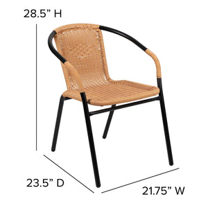 Rattan Stack Chair Set of 2 – Indoor Outdoor Patio Dining Chair