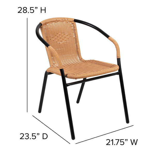 Rattan Stack Chair Set of 2 – Indoor Outdoor Patio Dining Chair