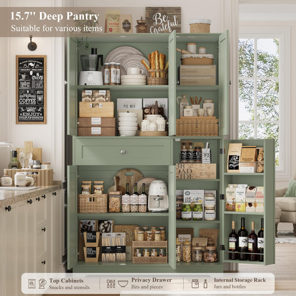 68" Tall Kitchen Pantry Storage Cabinet with Doors & Shelves