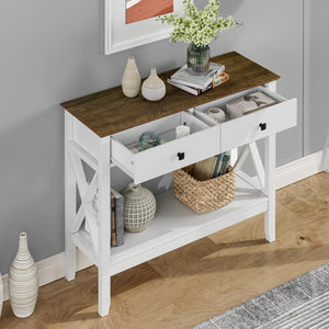 Console Table with 2 Drawers and Storage Shelf