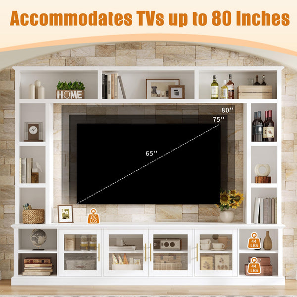 95" Wall Unit Entertainment Center for TVs up to 80"