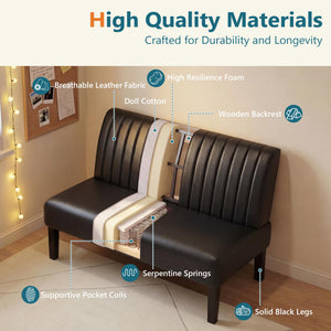 Black Leather Armless Loveseat with USB Port