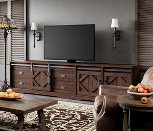 Farmhouse TV Stand for up to 110" TV, 3-in-1 Entertainment Center with Drawers & Cabinets