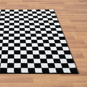 Modern Checkered Black and White Area Rug 5x7