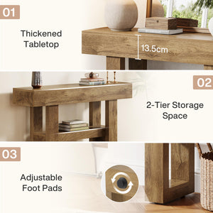 2-Tier Farmhouse Console Table with Storage Shelves