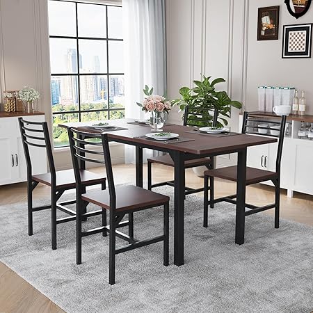 Extendable Dining Table Set with 4 Chairs for 4–6 People