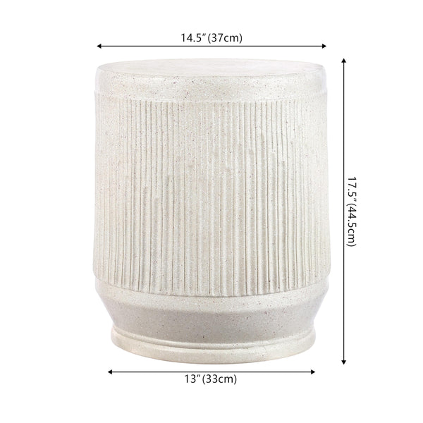 Round Resin Accent Side Table & Garden Stool, 17.5"H