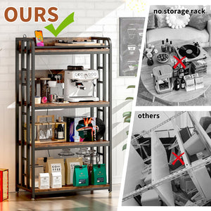 4-Tier Kitchen Baker's Rack with Power Outlet & Wheels