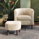 Barrel Accent Chair with Ottoman – Velvet