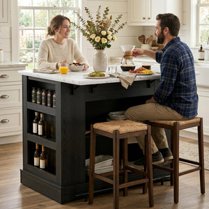 Foldable Kitchen Island Cart with Storage & Drop Leaf