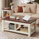 Farmhouse Coffee Table with Open Storage Shelf
