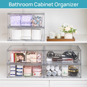 Clear Stackable Storage Drawers with Handles – 15" Wide Acrylic Organizer Bins