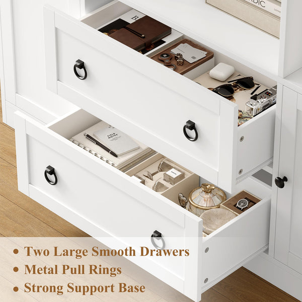 71 Inch Tall Bookcase with Doors and Drawers