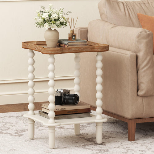 2-Tier Farmhouse End Table with Open Shelf