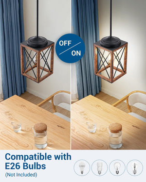 2-Pack Farmhouse Pendant Light Fixture – Adjustable Metal Hanging Light