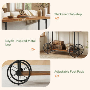 Industrial 2-Tier Console Table with Storage Shelf